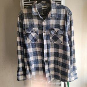 RVCA Navy and Cream Checkered Shirt Medium